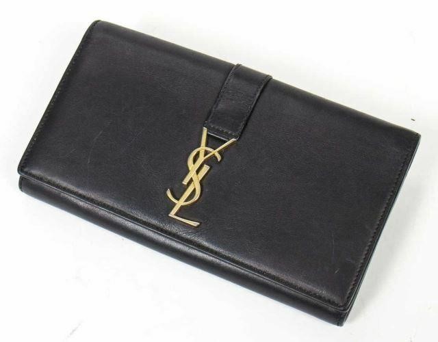 Appraisal: Yves Saint Laurent continental wallet in black leather with gold-tone