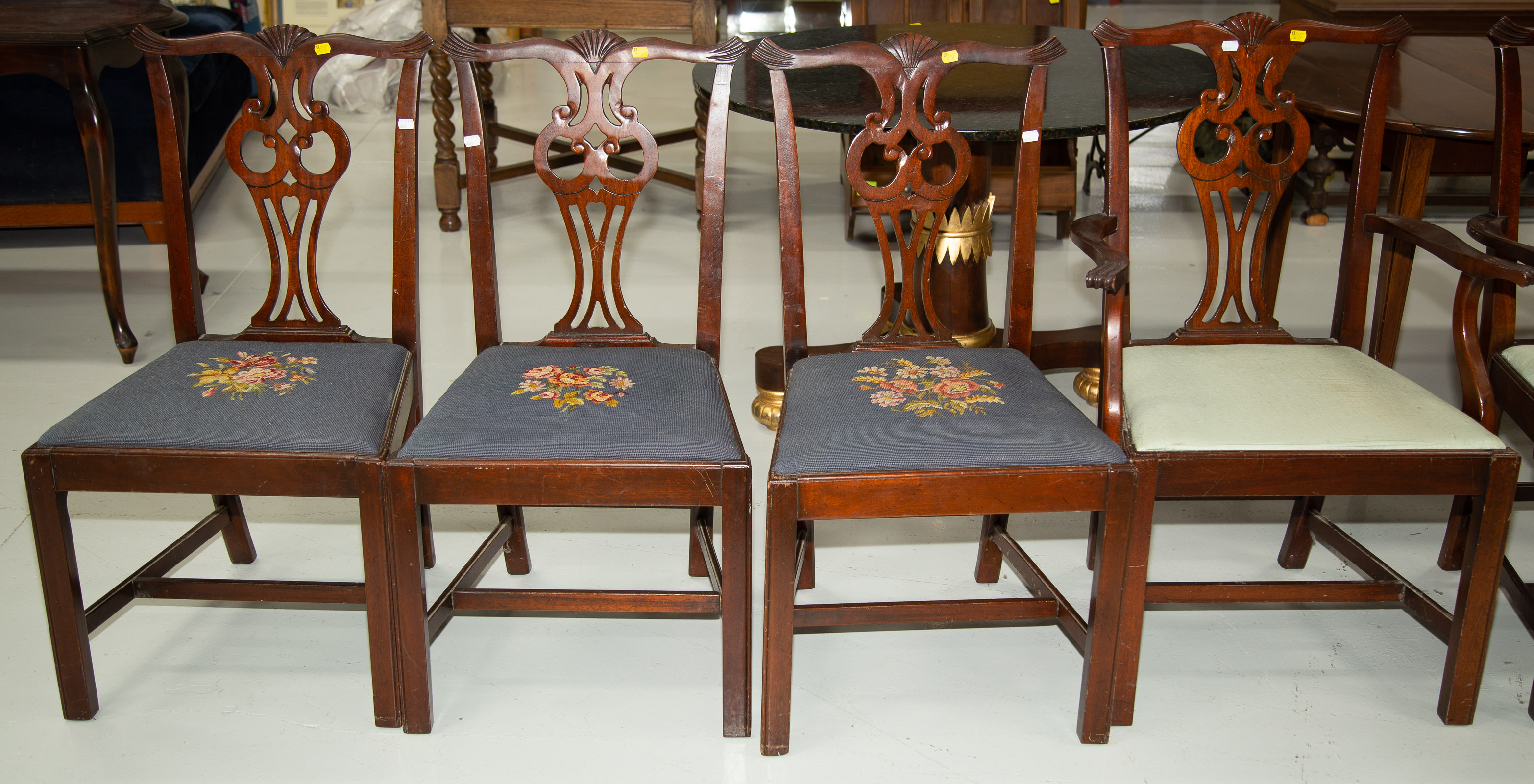 Appraisal: A SET OF SIX CHIPPENDALE STYLE DINING CHAIRS st half