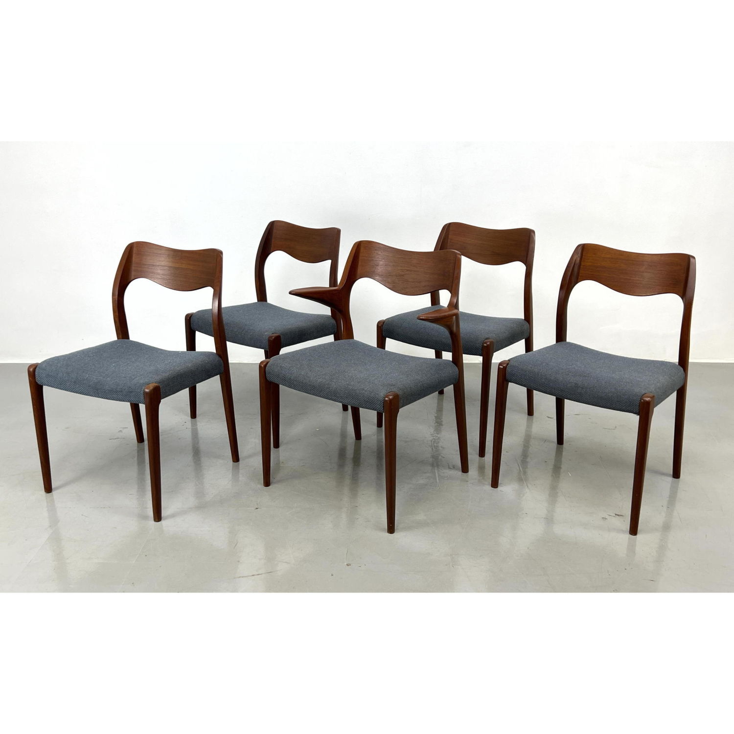 Appraisal: Set NIELS O MOLLER Danish Modern Teak Dining Chairs One