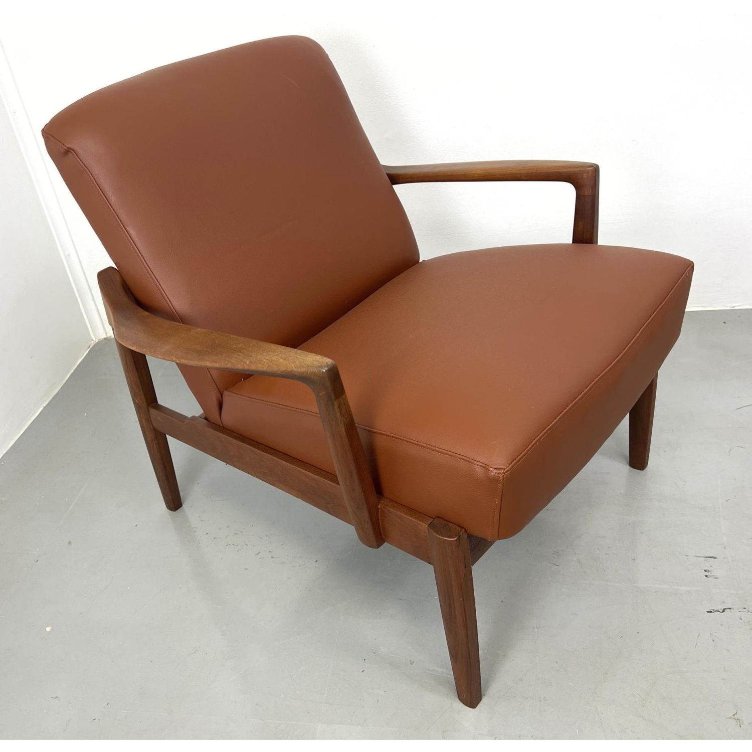 Appraisal: Danish Modern Teak Open Arm Lounge Chair Stylish V Frame