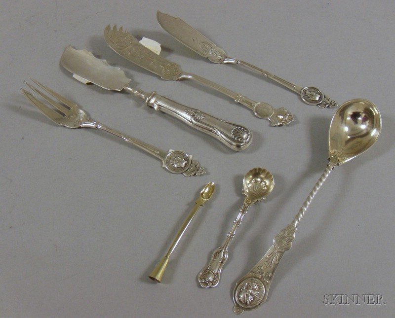 Appraisal: Seven Mostly th Century Flatware Items serving knife marked G