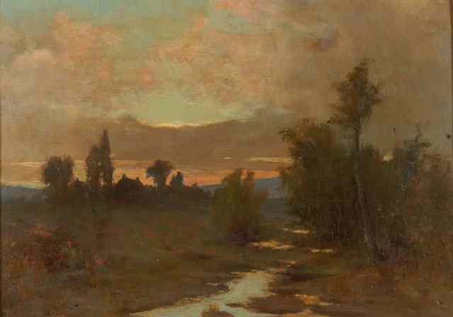 Appraisal: ERNEST W APPLEBY TH TH CENTURY River landscape at sunset