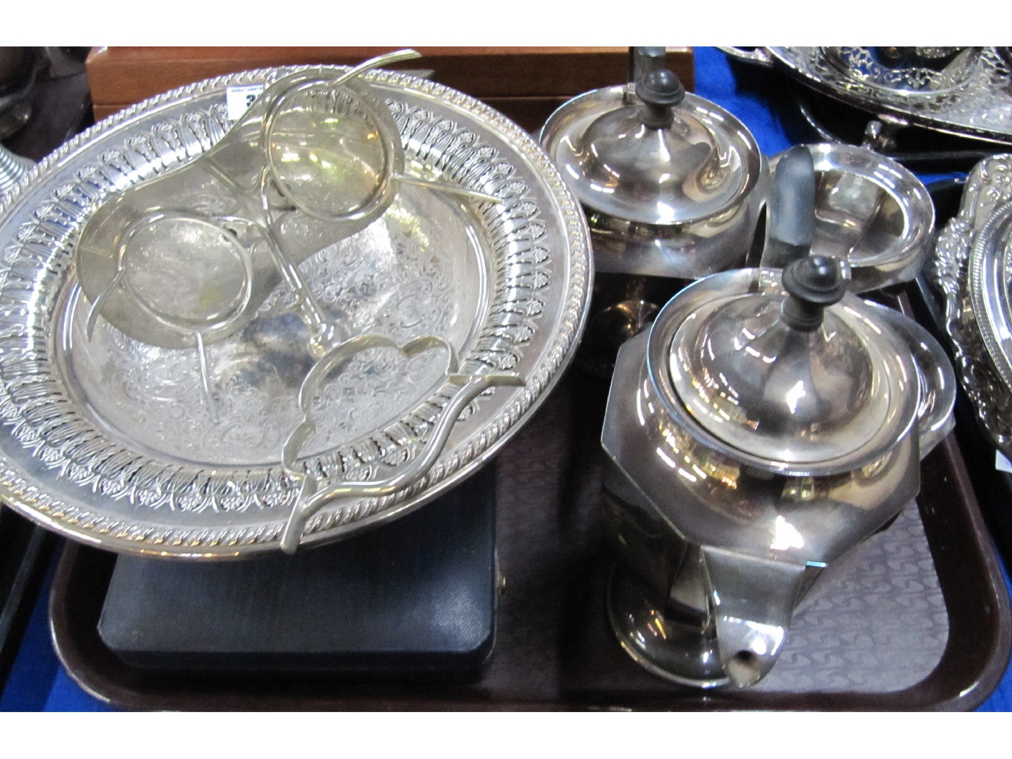 Appraisal: A tray lot of EP - tea service basket etc