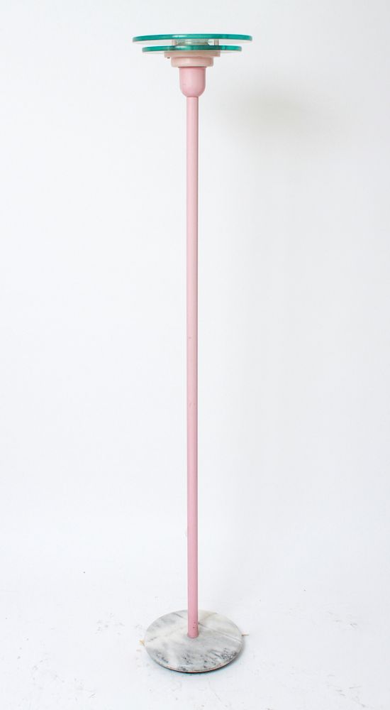 Appraisal: Postmodern Floor Lamp Postmodern pink metal floor lamp with marble