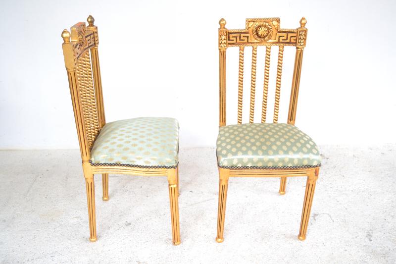 Appraisal: TWO GILT FRENCH STYLE HALL CHAIRS TWO GILT FRENCH STYLE