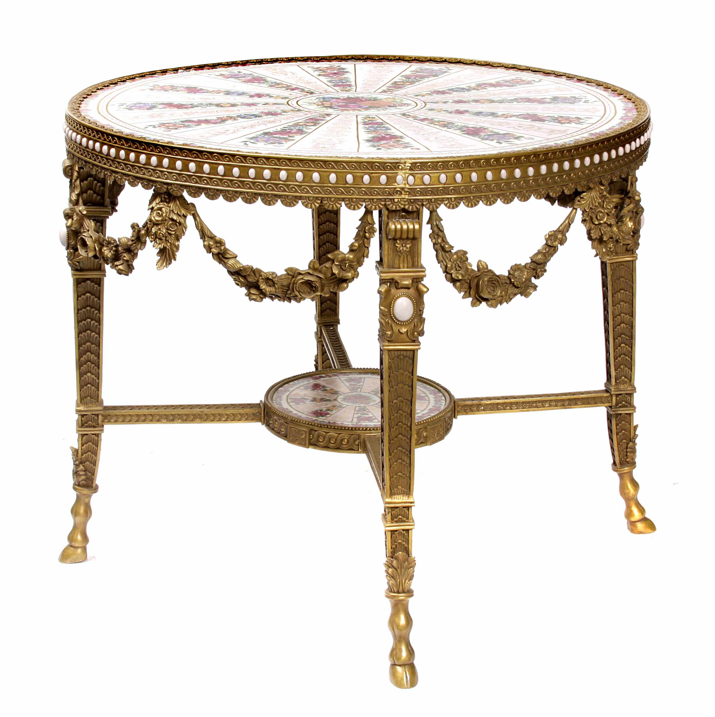 Appraisal: A Louis XVI style gilt bronze and porcelain mounted center