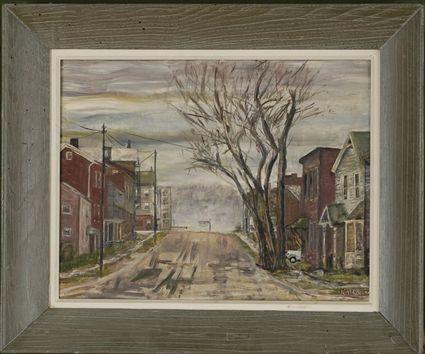 Appraisal: K Rogers American th C Lower Main St Poughkeepsie Oil