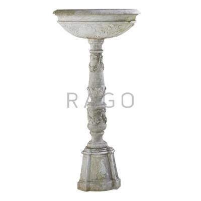 Appraisal: MARBLE BIRD BATH Font and pedestal with foliate decoration outdoor