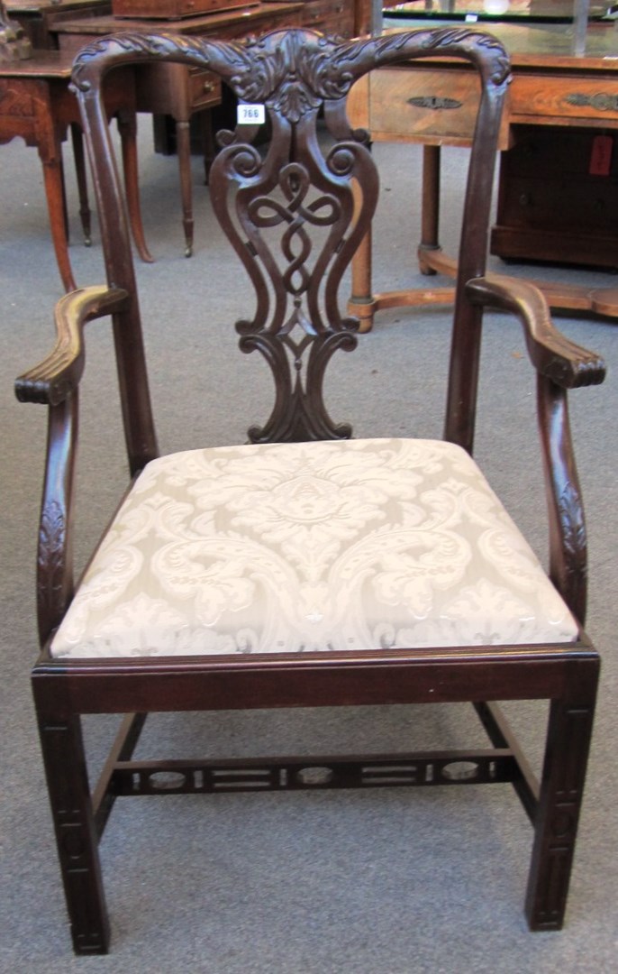 Appraisal: A set of ten Chippendale design mahogany armchairs with pierced