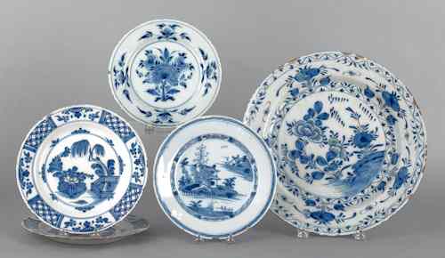 Appraisal: Four Delft blue and white plates th c dia together