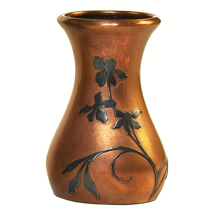 Appraisal: Heintz vase sterling on bronze applied floral design polished patina