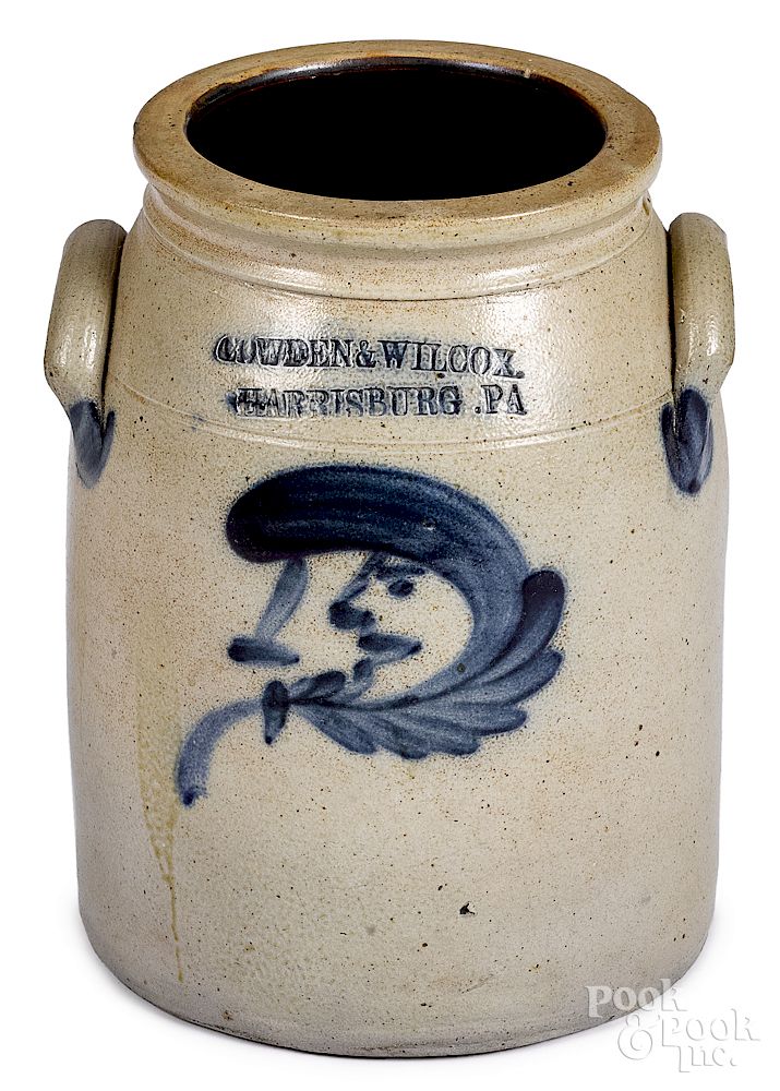 Appraisal: Pennsylvania stoneware crock Pennsylvania stoneware crock th c impressed Cowden