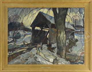 Appraisal: WILLIAM LESTER STEVENS American - COVERED BRIDGE CONWAY Oil on