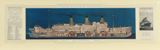 Appraisal: COMPAGNIE de NAVIGATION SUD-ATLANTIQUE Lutetia and Massilia Lovely cutaway view