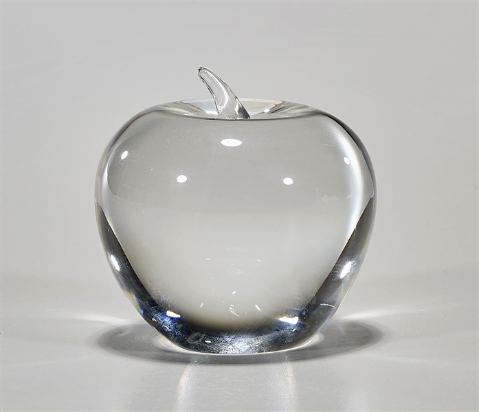 Appraisal: Tiffany Co glass apple paperweight x approx Condition general wear