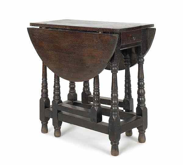 Appraisal: George I oak gateleg table ca h w d