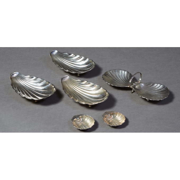 Appraisal: Group of Six Sterling Silver Shell Form Bowls early th