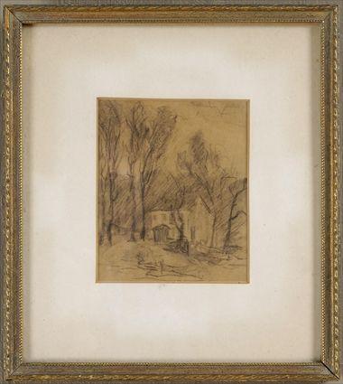 Appraisal: IRA GLACKENS TH C LANDSCAPE WITH TREES Pencil sketch on