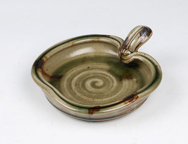 Appraisal: Takeshi Yasuda Japanese b Squirrel tailed dishgreen ash glaze cm