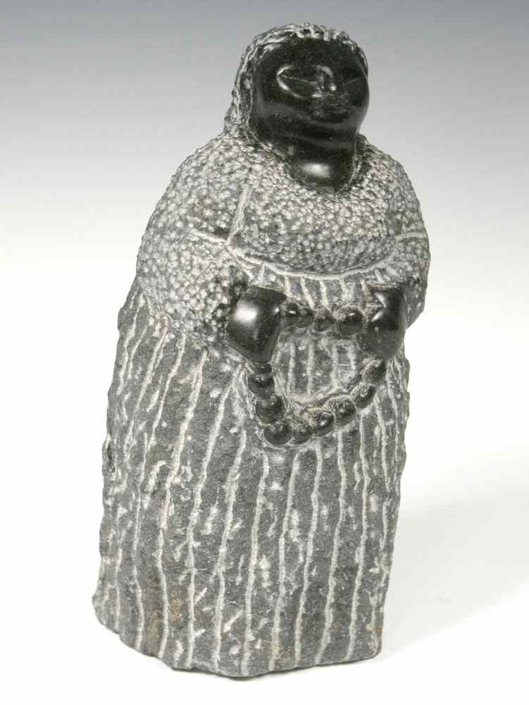 Appraisal: AFRICAN STONE SCULPTURE - Shona Figure of Standing Woman holding