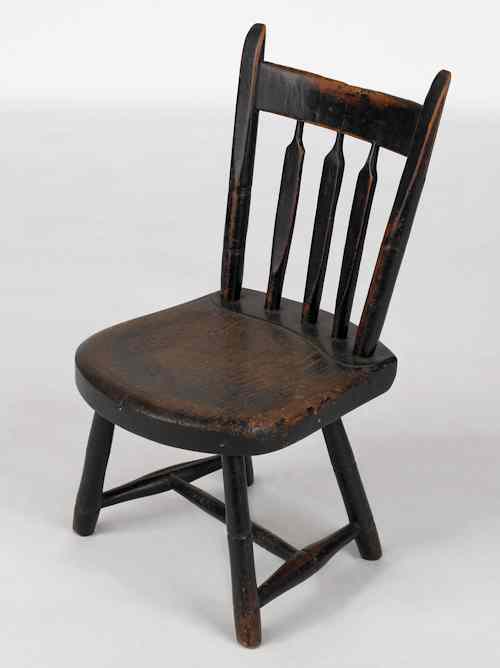 Appraisal: Pennsylvania painted child's arrowback side chair early th c retaining