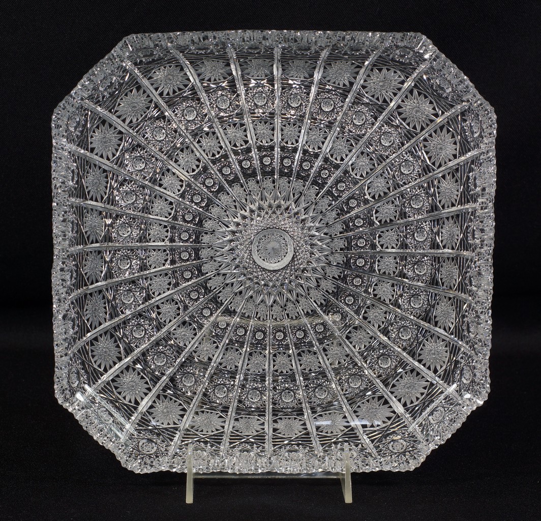 Appraisal: Square cut glass tray late th C - square