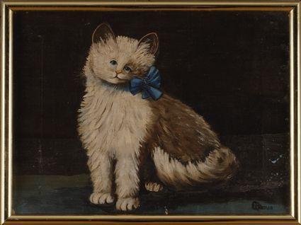 Appraisal: AMERICAN SCHOOL A PAIR OF CAT PICTURES The first oil