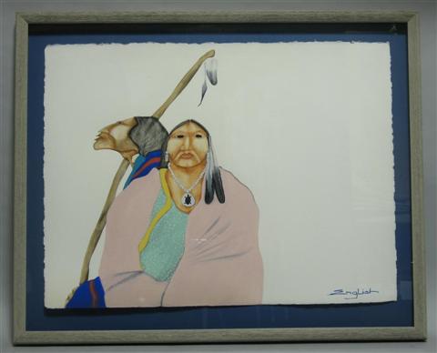 Appraisal: SAM ENGLISH AMERICAN - TWO NATIVE AMERICANS Mixed media on