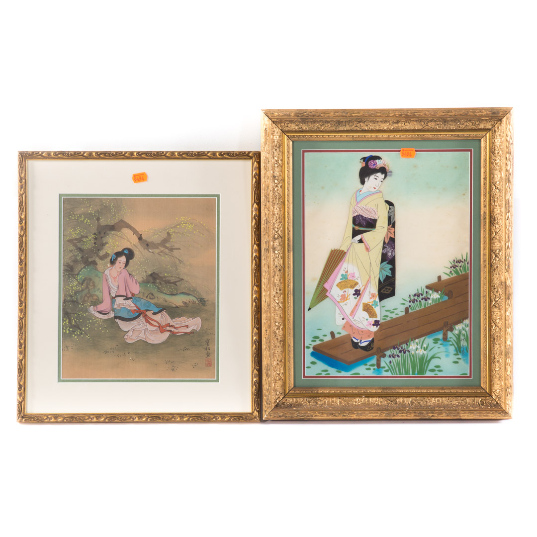 Appraisal: Two framed oriental artworks