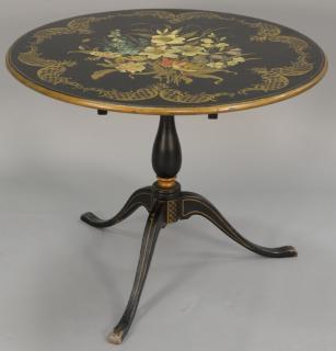 Appraisal: Painted tip top table with paint decorated top ht dia