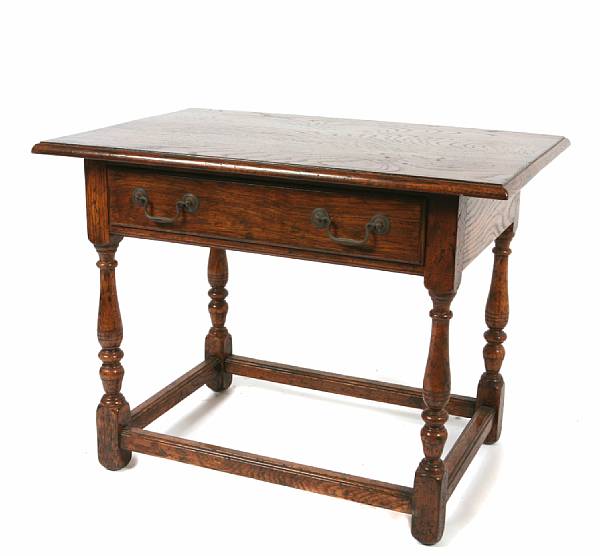 Appraisal: A Charles II style oak side table with single drawer