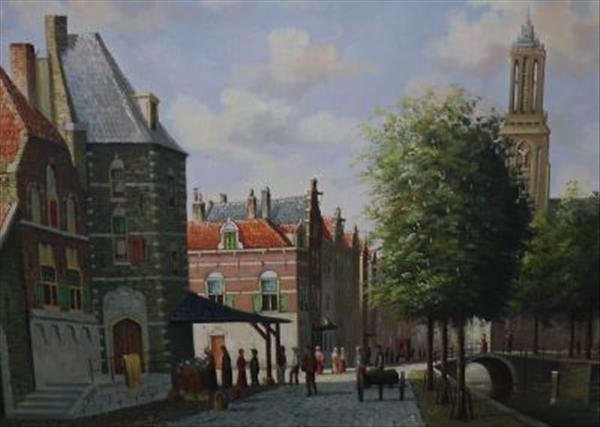 Appraisal: PC Steenhauwer Dutch Townscapes Oils on canvas Each signed lower