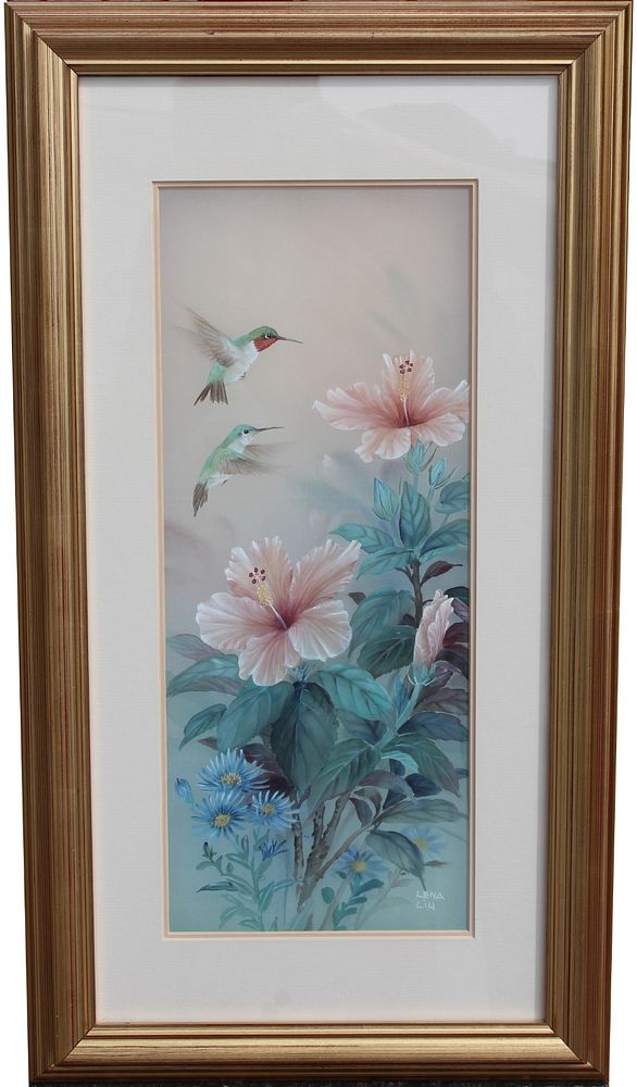 Appraisal: Lena Liu Watercolor on Silk Original Lena Liu Watercolor on