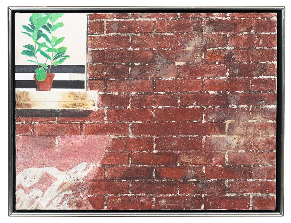 Appraisal: WALTER CADE 'BRICK WALL' PAINTING MIXED MEDIAWalter Cade American -