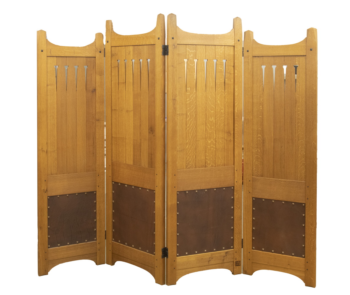 Appraisal: CUSTOM ARTS CRAFTS FOLDING SCREEN BY KEVIN RODEL Contemporary Hand