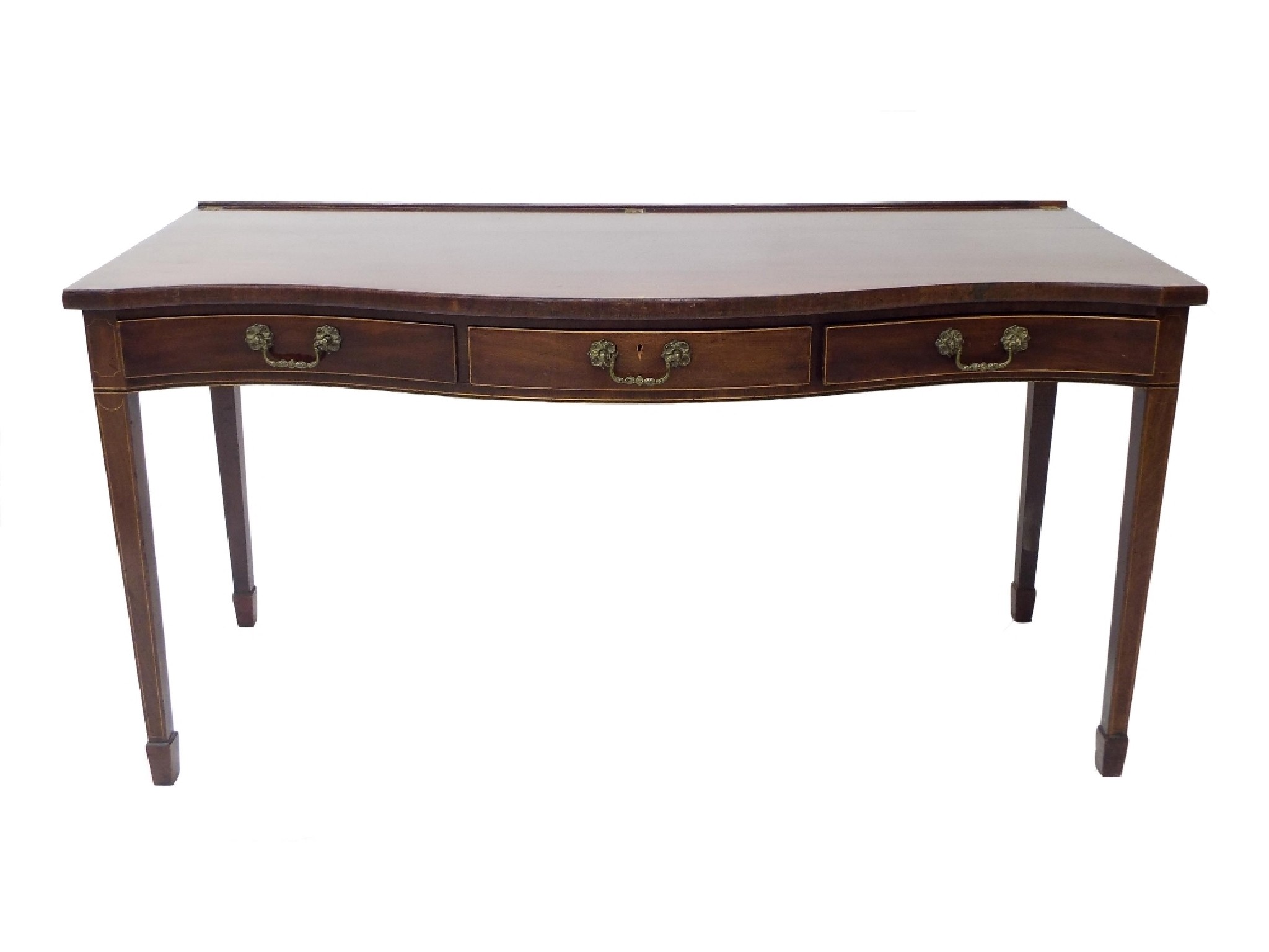 Appraisal: Georgian mahogany serpentine hall serving table the moulded top over