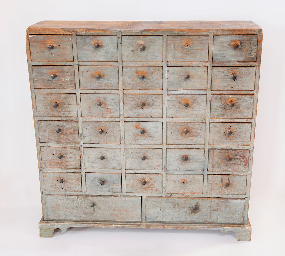 Appraisal: th Century -Drawer Apothecary Cabinet Exclusive on Bidsquare th Century