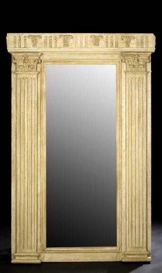 Appraisal: Neoclassical Polychromed Looking Glass late th century the rectangular plate