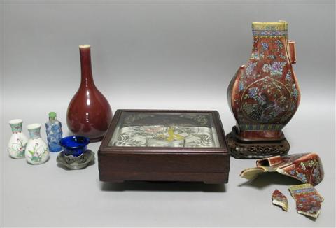 Appraisal: ECLECTIC GROUP OF CHINESE DECORATIONS Comprising a famille rose decorated