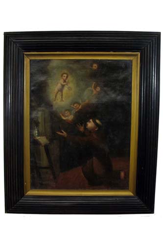 Appraisal: SPANISH SCHOOL oil on canvas A tonsured monk or priest