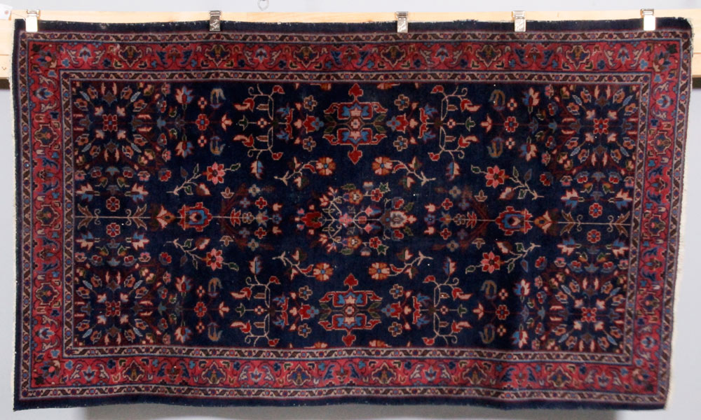 Appraisal: - Antique Hand-woven Rug Antique hand woven rug with navy