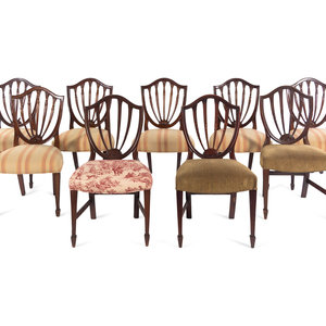 Appraisal: A Set of Nine George III Mahogany Dining Chairs th