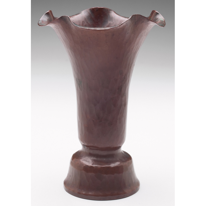 Appraisal: Dirk Van Erp vase unusualshape in hammered copper great originalpatina