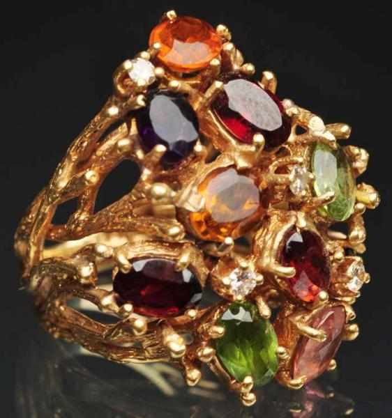 Appraisal: K Y Gold Diamond Variety of Stones Ring Weight grams