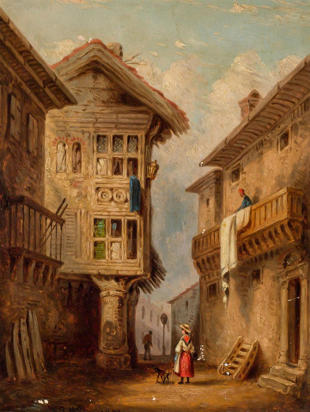 Appraisal: WILLIAM R MILLER American - Street Scene Verona Italy oil