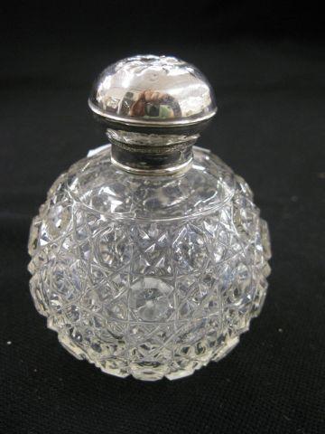 Appraisal: Sterling Cut Crystal Perfume Bottle cherubs on hallmarked top fine