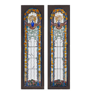 Appraisal: A Pair of French Leaded and Stained Glass Windows by