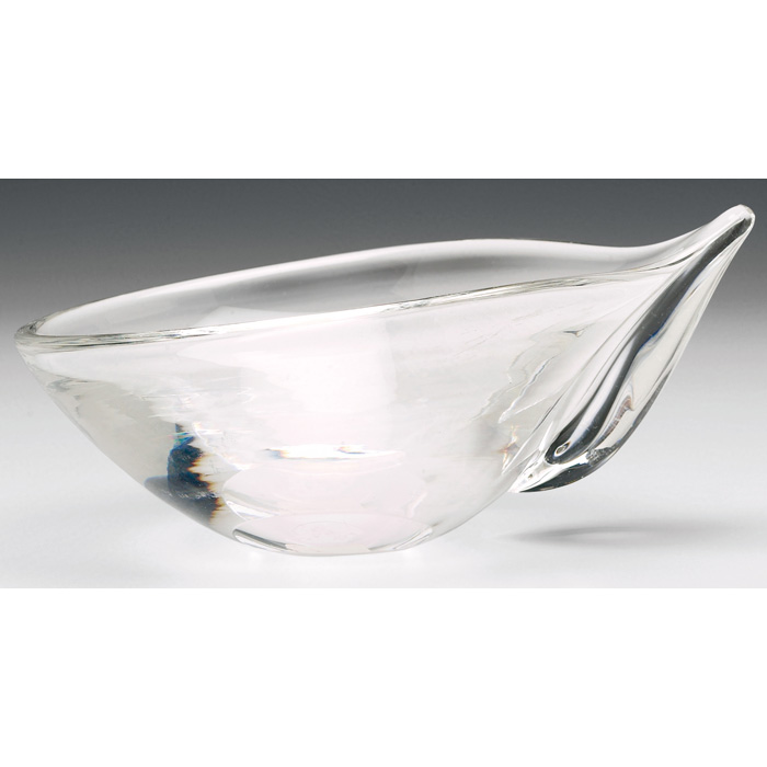 Appraisal: Steuben bowl unusual form in clear glass marked w x