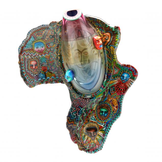 Appraisal: ROBERT CARLSON AMERICAN B MASK OF AFRICA GLASS SCULPTURE cast