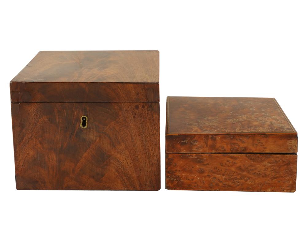 Appraisal: TWO ENGLISH WALNUT BOXESthe first with metal lining inches wide